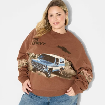 Women's Chevy Blazer Fleece Graphic Sweatshirt - Light Brown 4 Women's Chevy Blazer Fleece Graphic Sweatshirt - Light Brown - Image 4