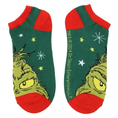 The Grinch Character Art Women's 5-Pair Ankle Socks-OSFA 1 The Grinch Character Art Women's 5-Pair Ankle Socks-OSFA