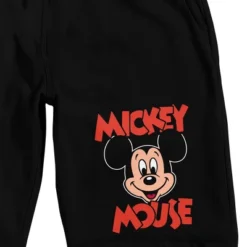 Disney Mickey Mouse Classic Character Face Adult Black Sleep Pajama Shorts