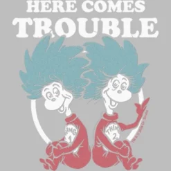 Dr. Seuss Thing One And Thing Two Here Comes Trouble T-Shirt - Athletic Heather - 2T