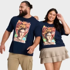 Latino Heritage Month Adult Graphic Frida Kahlo Short Sleeve T-Shirt - Navy Blue -Toys Sale Store GUEST 1c0eaab6 de16 40a3 87e0 6f2411cc7244