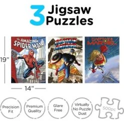 Aquarius Puzzles Marvel 500 Piece Jigsaw Puzzles | Set Of 3