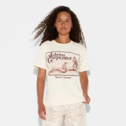 Women's Sabrina Carpenter Short N Sweet Short Sleeve Graphic T-Shirt - Off-White