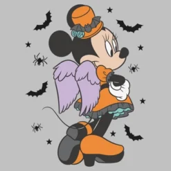 Womens Minnie Mouse Halloween Angel Orange Costume Pose T Shirt