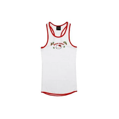Hello Kitty Strawberries Sleeveless White Ribbed Tank Top 2 Hello Kitty Strawberries Sleeveless White Ribbed Tank Top - Image 2