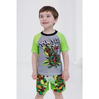 Teenage Mutant Ninja Turtles Raglan Pullover Rash Guard UPF 50+ Swim Trunks Outfit Set Toddler 1 Teenage Mutant Ninja Turtles Raglan Pullover Rash Guard UPF 50+ Swim Trunks Outfit Set Toddler