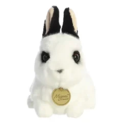 Aurora Miyoni 7.5" Black And White Rex Rabbit White Stuffed Animal