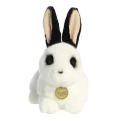 Aurora Miyoni 10" Black And White Rex Rabbit White Stuffed Animal