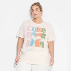 Coca-Cola Women's Coke Catch The Wave Burnout Short Sleeve Graphic T-Shirt - Ivory -Toys Sale Store GUEST 36cc2338 da70 41de a3c0 2aea5a504203