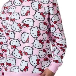 Hello Kitty Character Heads All-Over Print Women's Pink Crew Neck Long Sleeve Sweatshirt -Toys Sale Store GUEST 390d290f 0993 4264 95b0 6d457d6c5b78