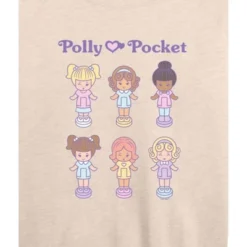 Women's - Polly Pocket - Polly Pocket Doll Grid Lightweight French Terry Wide Neck Long Sleeve Graphic Shirt