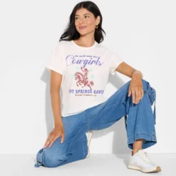 Women's Hot Spring Ranch Short Sleeve Graphic Shrunken T-Shirt - White -Toys Sale Store GUEST 3cebeb8d b6a9 41c6 954f 1bdd39394862