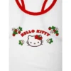 Hello Kitty Strawberries Sleeveless White Ribbed Tank Top