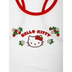 Hello Kitty Strawberries Sleeveless White Ribbed Tank Top