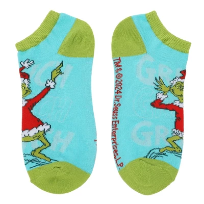 The Grinch Character Art Women's 5-Pair Ankle Socks-OSFA 4 The Grinch Character Art Women's 5-Pair Ankle Socks-OSFA - Image 4