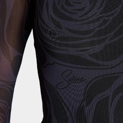 Latino Heritage Month Women's Selena Long Sleeve Bodysuit - Black Floral 3 Latino Heritage Month Women's Selena Long Sleeve Bodysuit - Black Floral - Image 3