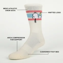 Peanuts Snoopy Varsity Stripes Mens Athletic Crew Socks