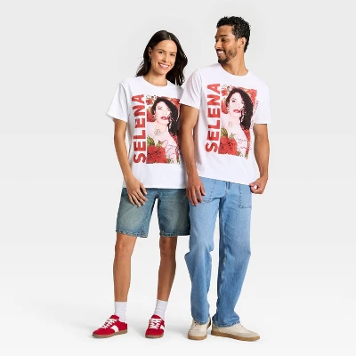 Latino Heritage Month Adult Graphic Selena Short Sleeve T-Shirt - White 3 Latino Heritage Month Adult Graphic Selena Short Sleeve T-Shirt - White - Image 3
