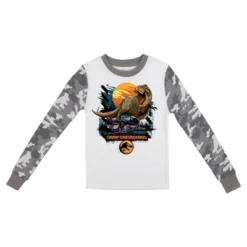 Jurassic World Jurassic Park Camp Cretaceous Youth Long Sleeve Pajama Set With Camo Design