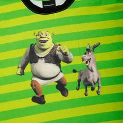 Shrek Donkey & Shrek Adult Green Striped Crew Neck Short Sleeve T-shirt