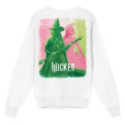 Wicked Part One Elphaba & Glinda Green & Pink Graphic Women's White Crew Neck Long Sleeve Sweatshirt -Toys Sale Store GUEST 62234785 6324 4bc8 bdb6 4324a01a334b