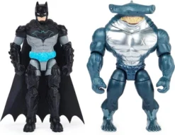 DC Comics Batman 4-inch Bat-Tech Batman And King Shark Action Figures With 6 Mystery Accessories, For Kids Aged 3 And Up