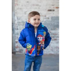 PAW Patrol Chase Marshall Rubble Toddler Boys Winter Coat Puffer Jacket Navy 3T