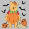 Womens Winnie The Pooh Halloween Bear Pumpkin Costume Bats T Shirt