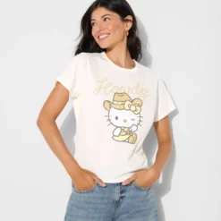 Women's Hello Kitty Howdy Short Sleeve Graphic Shrunken T-Shirt - White 6 Women's Hello Kitty Howdy Short Sleeve Graphic Shrunken T-Shirt - White -Toys Sale Store GUEST 79664d91 7499 40f1 b40a 5eb099fb8b67
