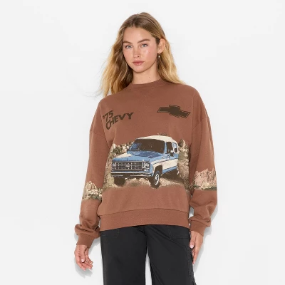Women's Chevy Blazer Fleece Graphic Sweatshirt - Light Brown 1 Women's Chevy Blazer Fleece Graphic Sweatshirt - Light Brown