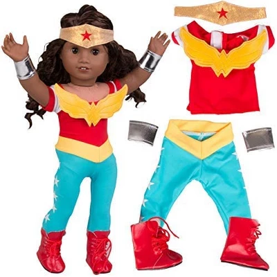 Dress Along Dolly Wonder Woman Inspired Outfit For American Girl Doll 1 Dress Along Dolly Wonder Woman Inspired Outfit For American Girl Doll
