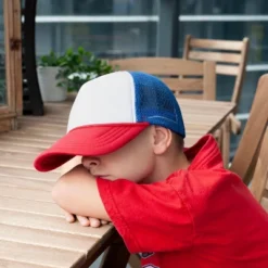 Toynk Stranger Things Mesh Red White & Blue Vintage Mesh Trucker Cap -Toys Sale Store GUEST 9bacdc21 dae8 481c a3fb eb16eaa0c8aa