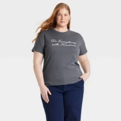 Women's Do Everything With Kindness Short Sleeve Graphic T-Shirt - Gray -Toys Sale Store GUEST 9daa6de7 5967 40a9 837b 68b6ff27069f