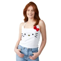 Sanrio Hello Kitty Character Face With Cosplay Bow Sleeveless Women's White Tube Tops -Toys Sale Store GUEST a1089897 3a76 49a9 b175 55fa36dcd617