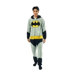 Batman Superhero Men's Onesie Costume Union Suit With Cape & Hood