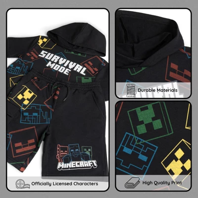 Minecraft French Terry Pullover Hoodie And Shorts Outfit Set Toddler 5 Minecraft French Terry Pullover Hoodie And Shorts Outfit Set Toddler - Image 5