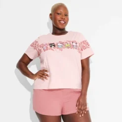 SANRIO Women's Hello Kitty Surfer Skimmer Short Sleeve Graphic T-Shirt - Pink -Toys Sale Store GUEST b2f757e0 60f5 4924 858d c105dc47e46b