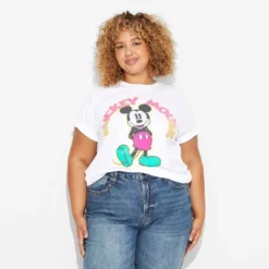 Mickey Mouse Women's Mickey Short Sleeve Graphic T-Shirt - White -Toys Sale Store GUEST b50d9099 9302 459f 8936 d57cd0cea81b