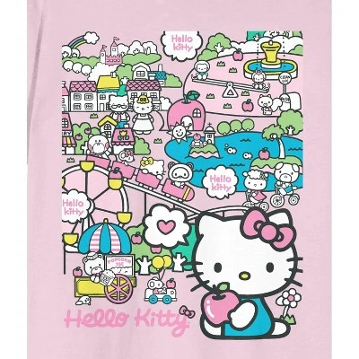 Hello Kitty Bustling City Women's Cradle Pink Crew Neck Short Sleeve T-shirt 1 Hello Kitty Bustling City Women's Cradle Pink Crew Neck Short Sleeve T-shirt