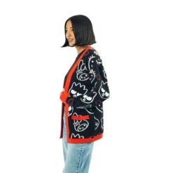 Hello Kitty & Friends Character Face Outlines Women's Black Long Sleeve Grandma Cardigan -Toys Sale Store GUEST bcea8359 a823 4f96 ae5f 7876978c5e15