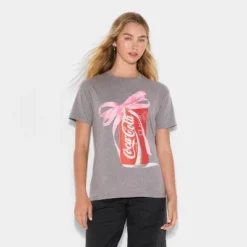Women's Coca-Cola Bow Short Sleeve Graphic T-Shirt - Gray
