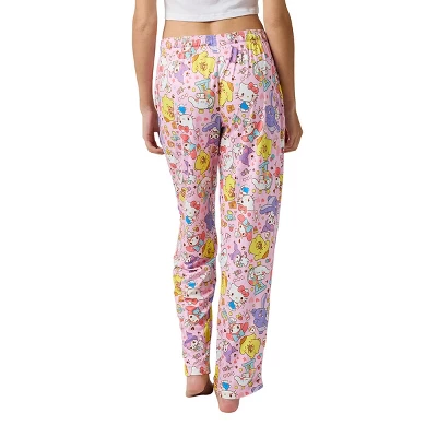 Hello Kitty & Friends All-Over Character Print Women's Pink Sleep Pajama Pants 2 Hello Kitty & Friends All-Over Character Print Women's Pink Sleep Pajama Pants - Image 2