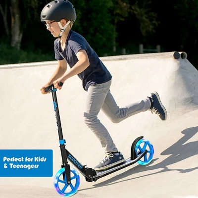 Costway Folding Sports Kick Scooter W/LED Wheels For Kids Teens Pink Blue 2 Costway Folding Sports Kick Scooter W/LED Wheels For Kids Teens Pink Blue - Image 2