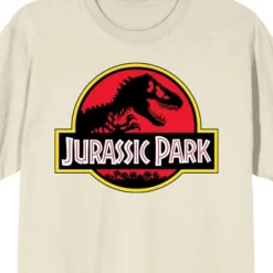Jurassic Park Logo Men's Natural Crew Neck Short Sleeve T-shirt