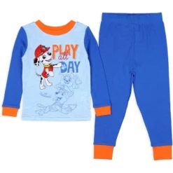 Seven Times Six Paw Patrol Toddler Boys' Pups 4 Piece Long Sleeve Pajama Set Mix And Match Blue