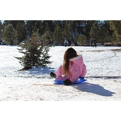 Slippery Racer Downhill Pro Heavy-Duty Cold Resistant Superman Adults And Kids Plastic Saucer Disc Snow Sled With Handles, Blue 3 Slippery Racer Downhill Pro Heavy-Duty Cold Resistant Superman Adults And Kids Plastic Saucer Disc Snow Sled With Handles, Blue - Image 3