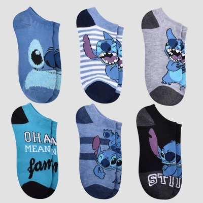 Women's Lilo And Stitch 6pk Low Cut Socks - Blue 4-10: Disney Knit Midweight, Machine Washable, Tumble Dry, Opaque, Stitch Design 1 Women's Lilo And Stitch 6pk Low Cut Socks - Blue 4-10: Disney Knit Midweight, Machine Washable, Tumble Dry, Opaque, Stitch Design