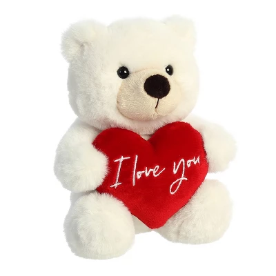 Aurora Valentines 6.5" Jolie Bear White Stuffed Animal 1 Aurora Valentines 6.5" Jolie Bear White Stuffed Animal