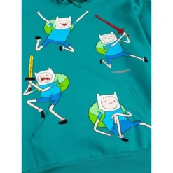 Adventure Time Finn Puff Print Long Sleeve Turquoise Adult Hooded Sweatshirt -Toys Sale Store GUEST def23cbd b217 4d74 9765 678205403a1e