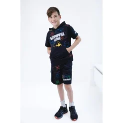 Minecraft French Terry Pullover Hoodie And Shorts Outfit Set Toddler